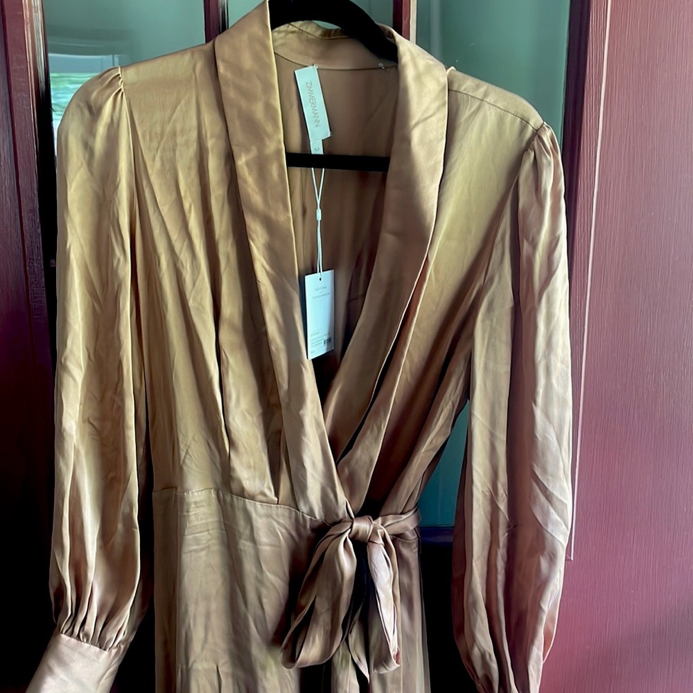 Brand New Zimmermann Satin Wrap Dress